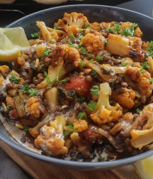 Pečený  květák s čočkou