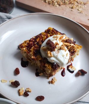 Zapečené ovesné vločky s dýňovým pyré