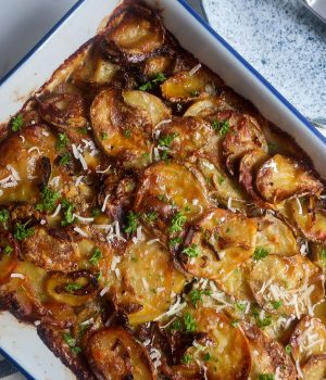 Gratinované brambory s hlívou ústřičnou