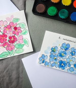 Výroba přání 1: Jednoduchá africká fialka (vodovky + liner)